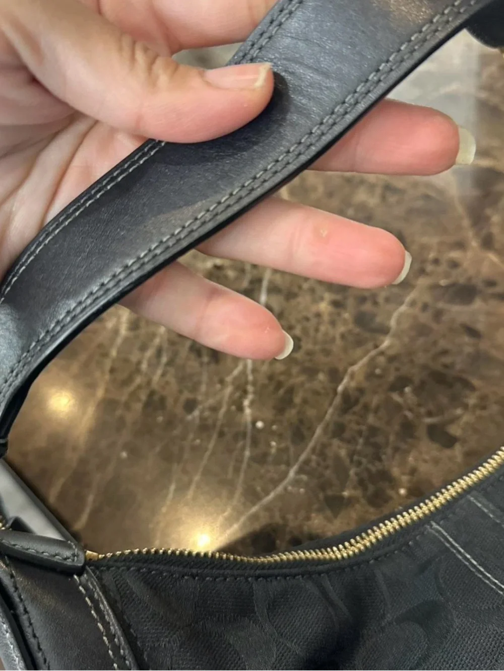 Coach Signature Jacquard Black Shoulder Hobo Bag